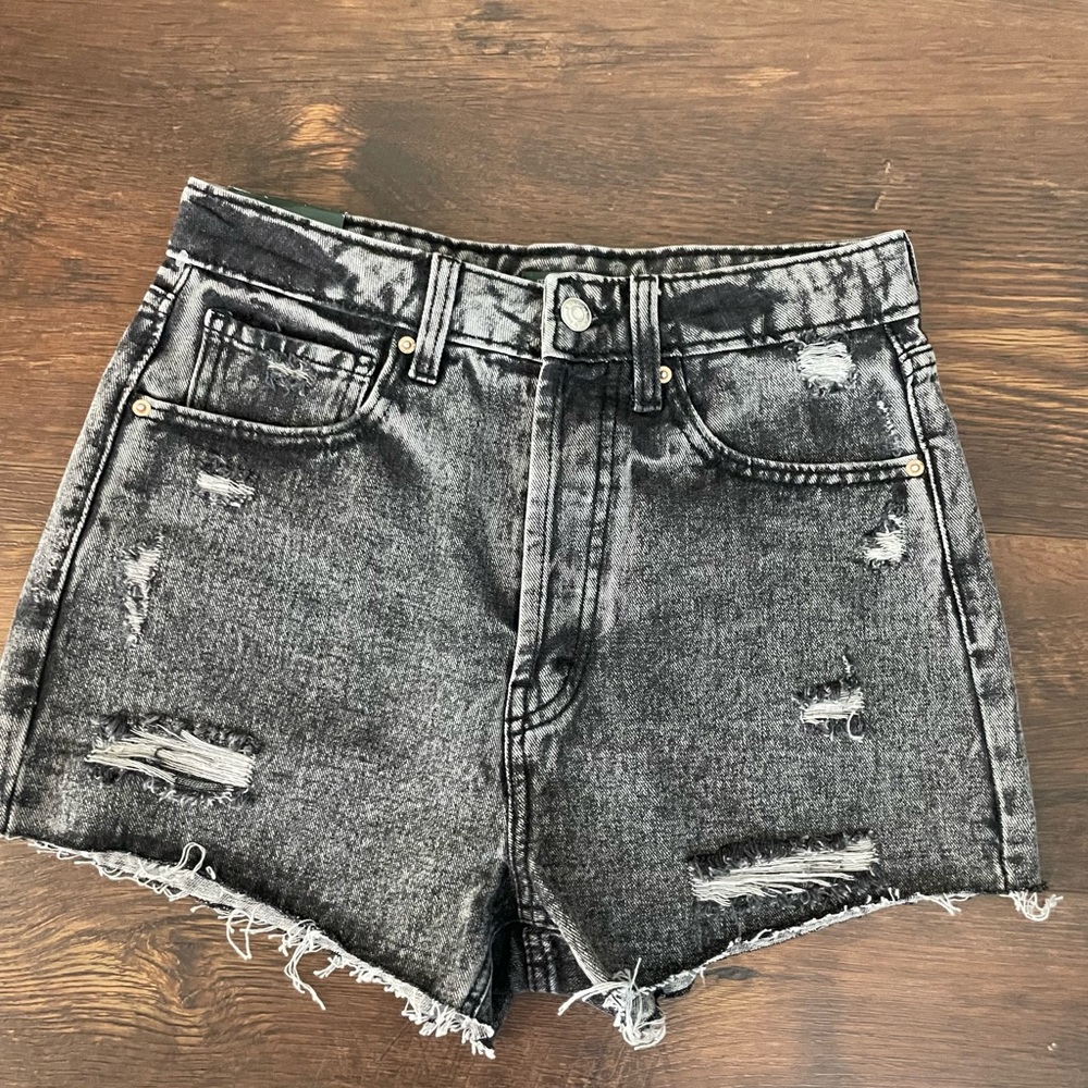 Black Faded Denim Cut Off Shorts Size 2